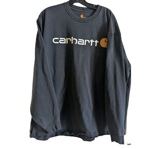 Carhartt Mens 2XL Black Original Fit Long Sleeve T Shirt K298 Workware Spell Out